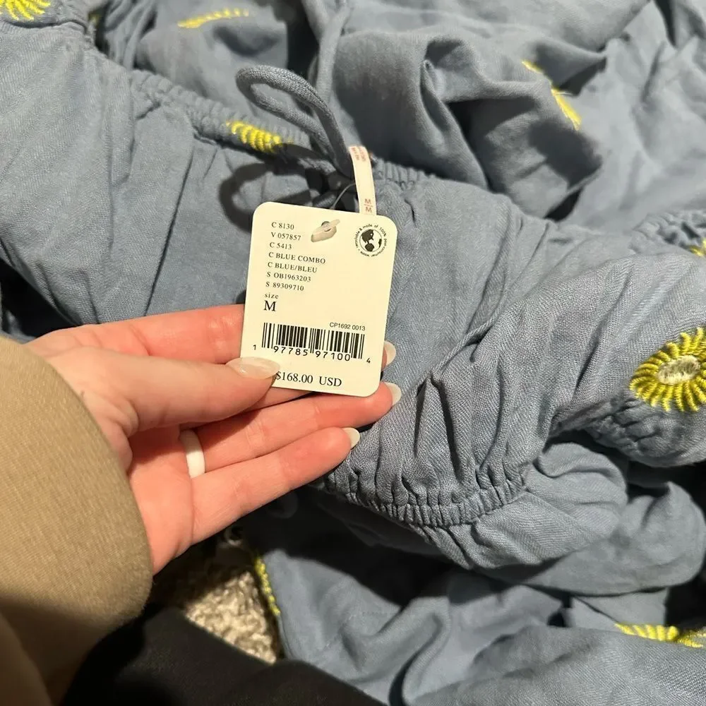 Free People NWT Emory Embroidered Maxi Dress size M in the color blue and yellow - Picture 9 of 9